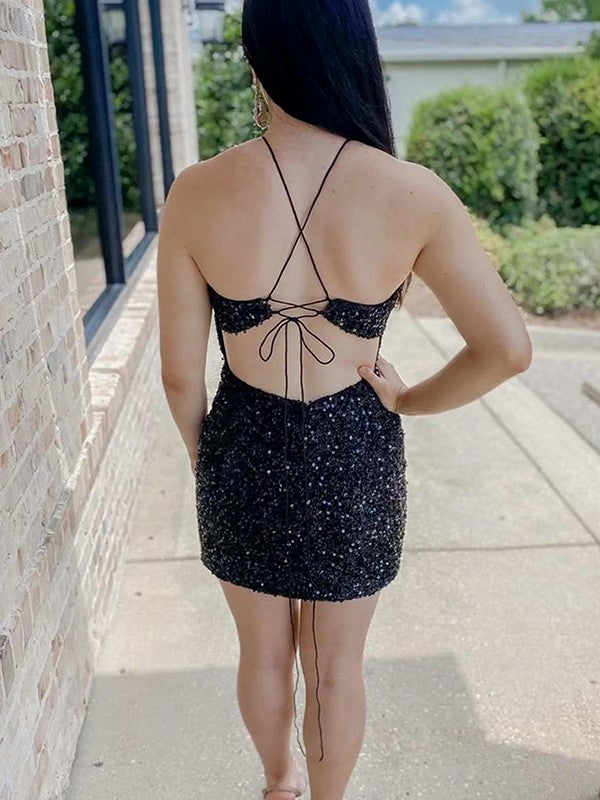 Wholesa  Sheath/Column Halter Sleeveless Short/Mini Dresses