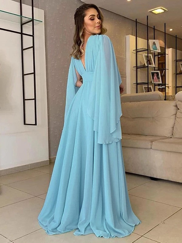 Wholesa  A-Line/Princess Chiffon Ruffles V-neck Sleeveless Floor-Length Mother of the Bride Dresses
