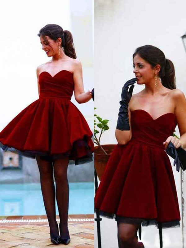 Wholesa  A-Line/Princess Sleeveless Sweetheart Satin Short/Mini Dresses