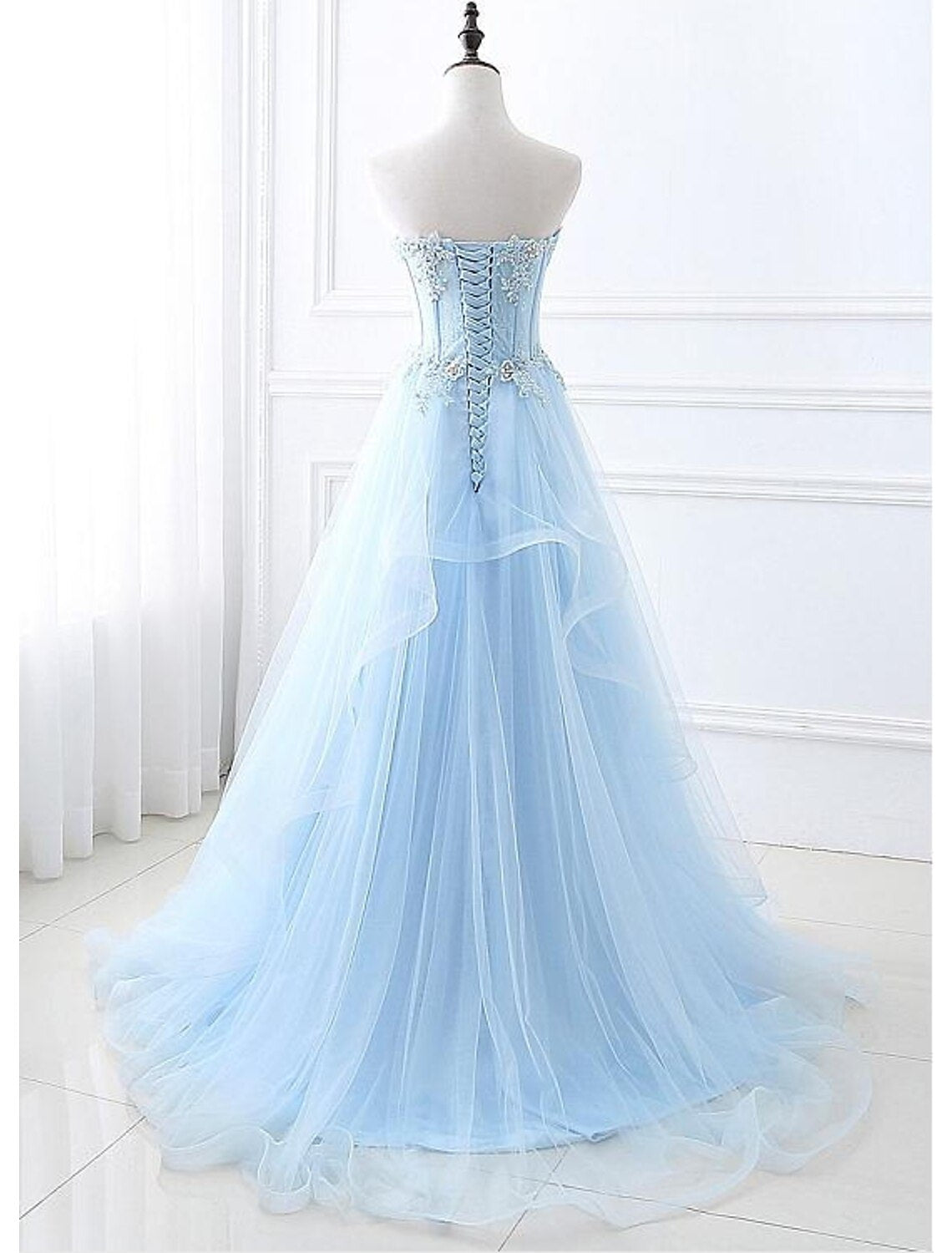 wholesale   A-Line Sexy Floral Engagement Prom Birthday Dress Strapless Sleeveless Sweep / Brush Train Lace with Pleats Lace Insert