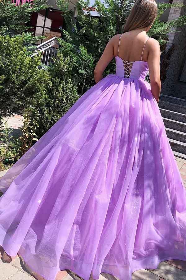 Wholesa Princess Ball Gown Lilac Straps Long Prom Dress Formal Dress