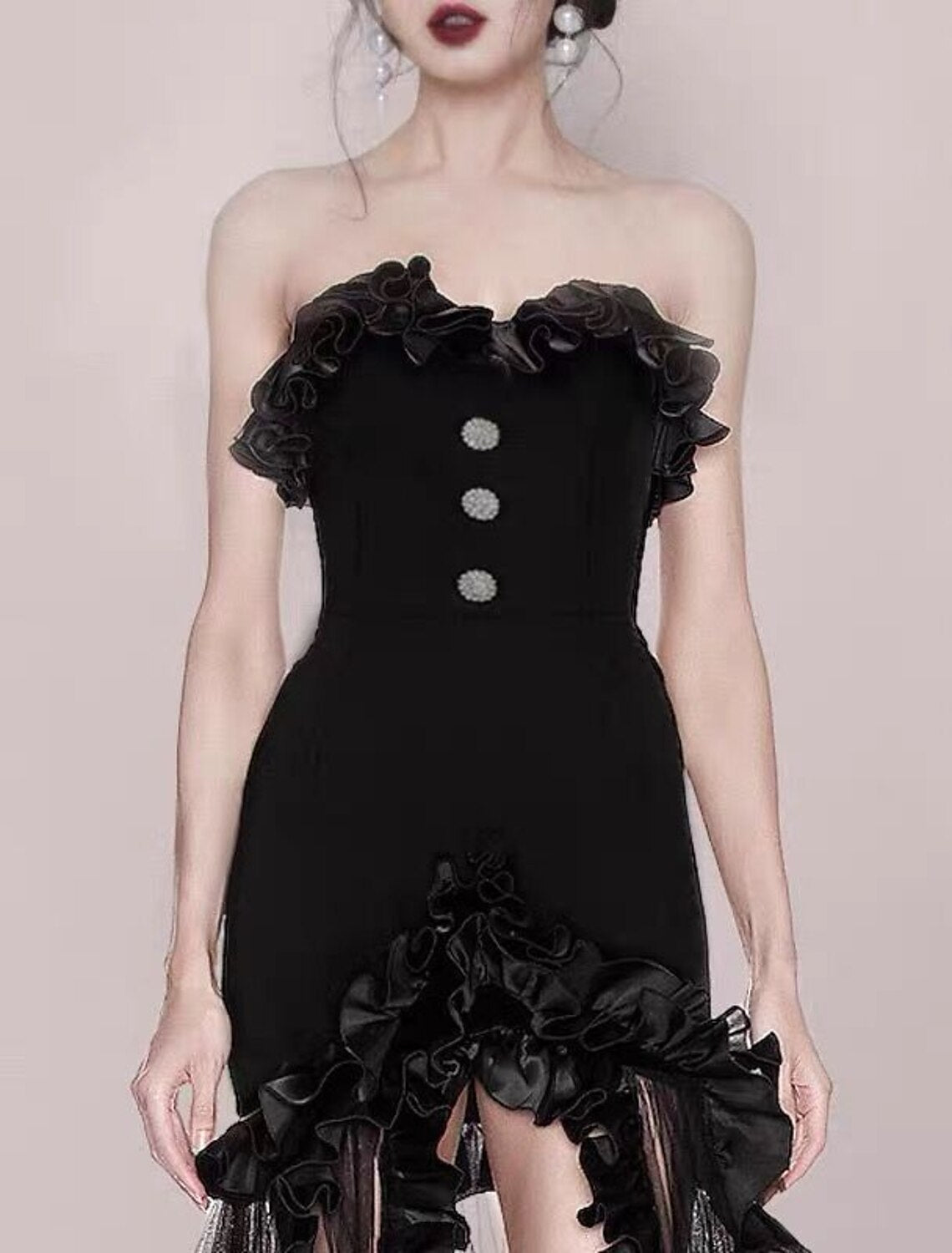 wholesale  A-Line Prom Dresses Vintage Dress Party Wear Wedding Party Sweep / Brush Train Sleeveless Strapless Lace with Slit Appliques