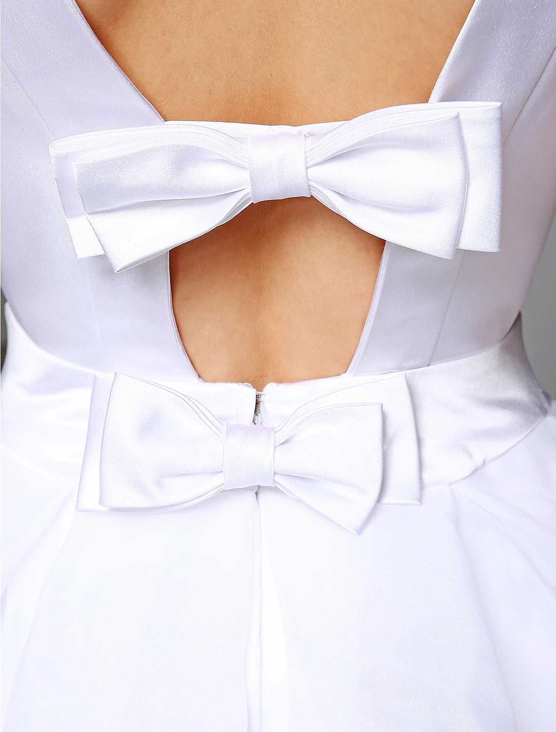 Wholesa  Wedding Dresses A-Line Bateau Neck Regular Straps Knee Length Satin Bridal Gowns With Bowknot Sash / Ribbon