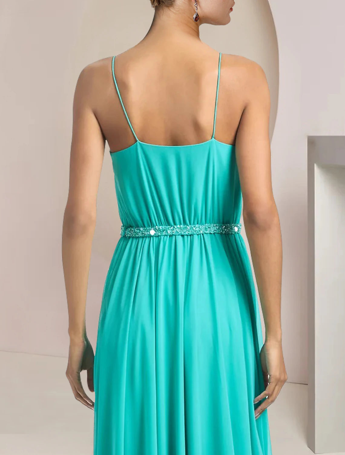 wholesale Two Piece Jumpsuits Jumpsuit / Pantsuit Mother of the Bride Dress Formal Wedding Guest Elegant Scoop Neck Tea Length Chiffon Sleeveless with Beading Appliques