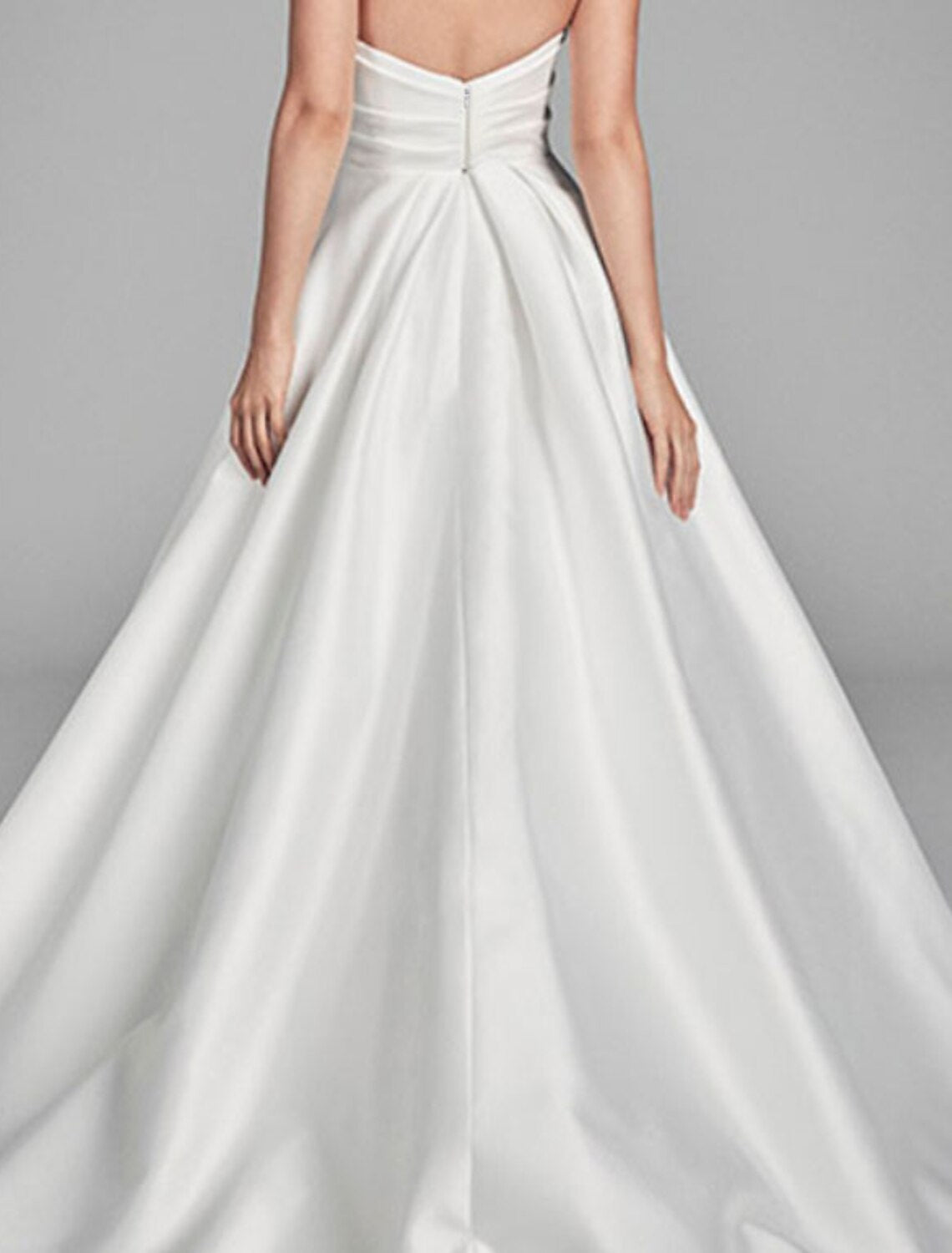 Wholesa  Engagement Casual Wedding Dresses A-Line Sweetheart Strapless Sweep / Brush Train Satin Bridal Gowns With Ruched