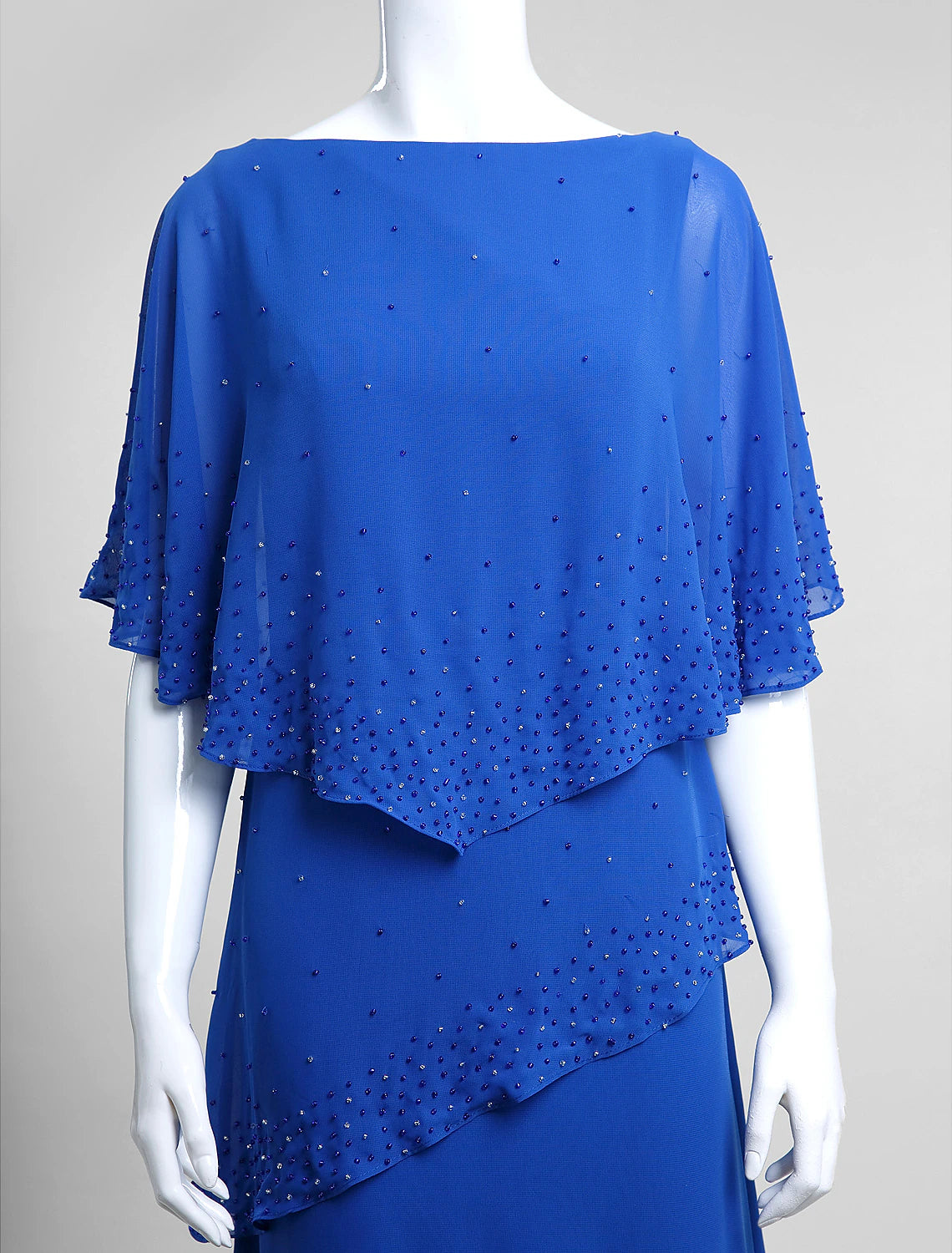 wholesale  Sheath / Column Mother of the Bride Dress Elegant Bateau Neck Floor Length Chiffon Sleeveless with Beading