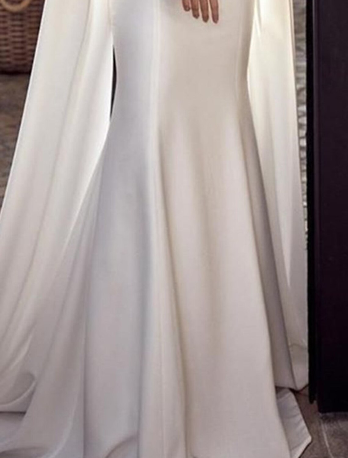 Wholesa Mermaid Party Dress Evening Gown Maxi Dress Formal Wedding Guest Court Train Sleeveless Jewel Neck Capes Stretch Chiffon with Shawl