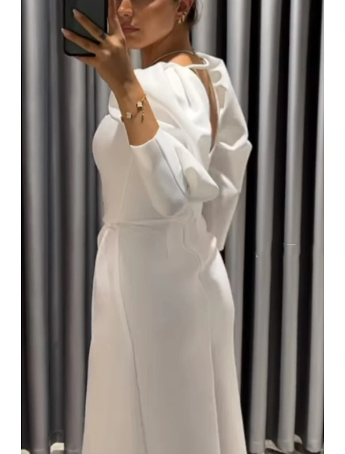 Wholesa Sheath / Column Evening Gown Elegant Dress Formal Fall Asymmetrical 3/4 Length Sleeve Square Neck Stretch Fabric with Ruched Slit