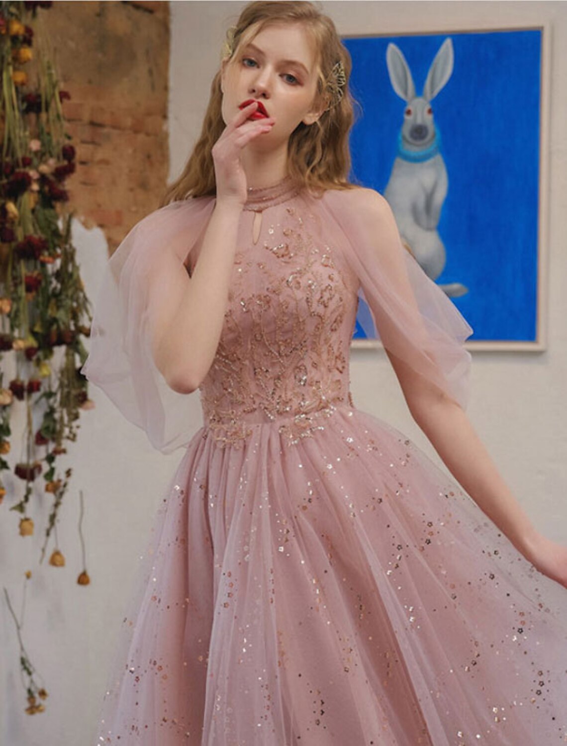 wholesale   A-Line Cocktail Dresses Party Dress Graduation Engagement Knee Length 3/4 Length Sleeve Jewel Neck Tulle with Sequin Appliques