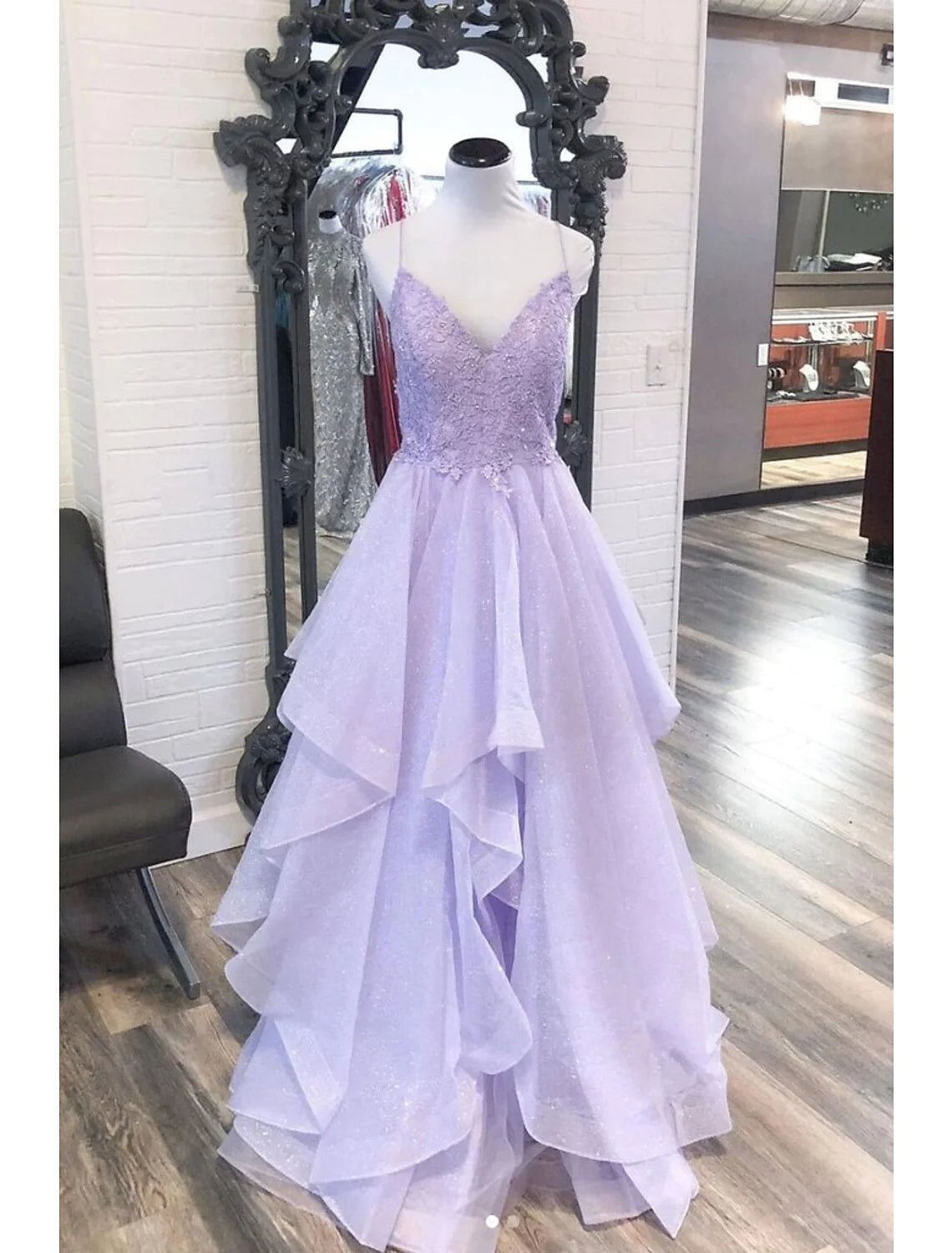 Wholesa Ball Gown Prom Dresses Princess Dress Formal Floor Length Sleeveless V Neck Tulle Backless with Pleats Appliques