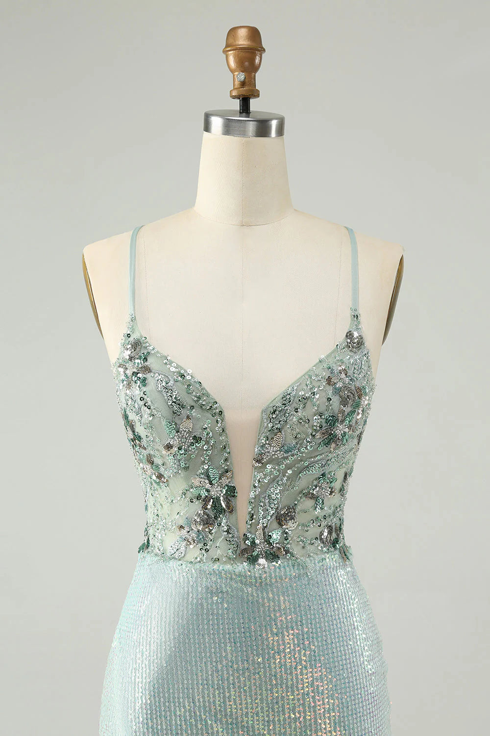 Wholesa Glitter Tight Sequins V Neck Short Prom Dress