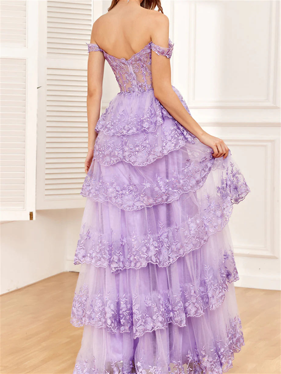 Wholesa A-Line Sweetheart Off The Shoulder Sleeveless Floor-Length Evening Dress