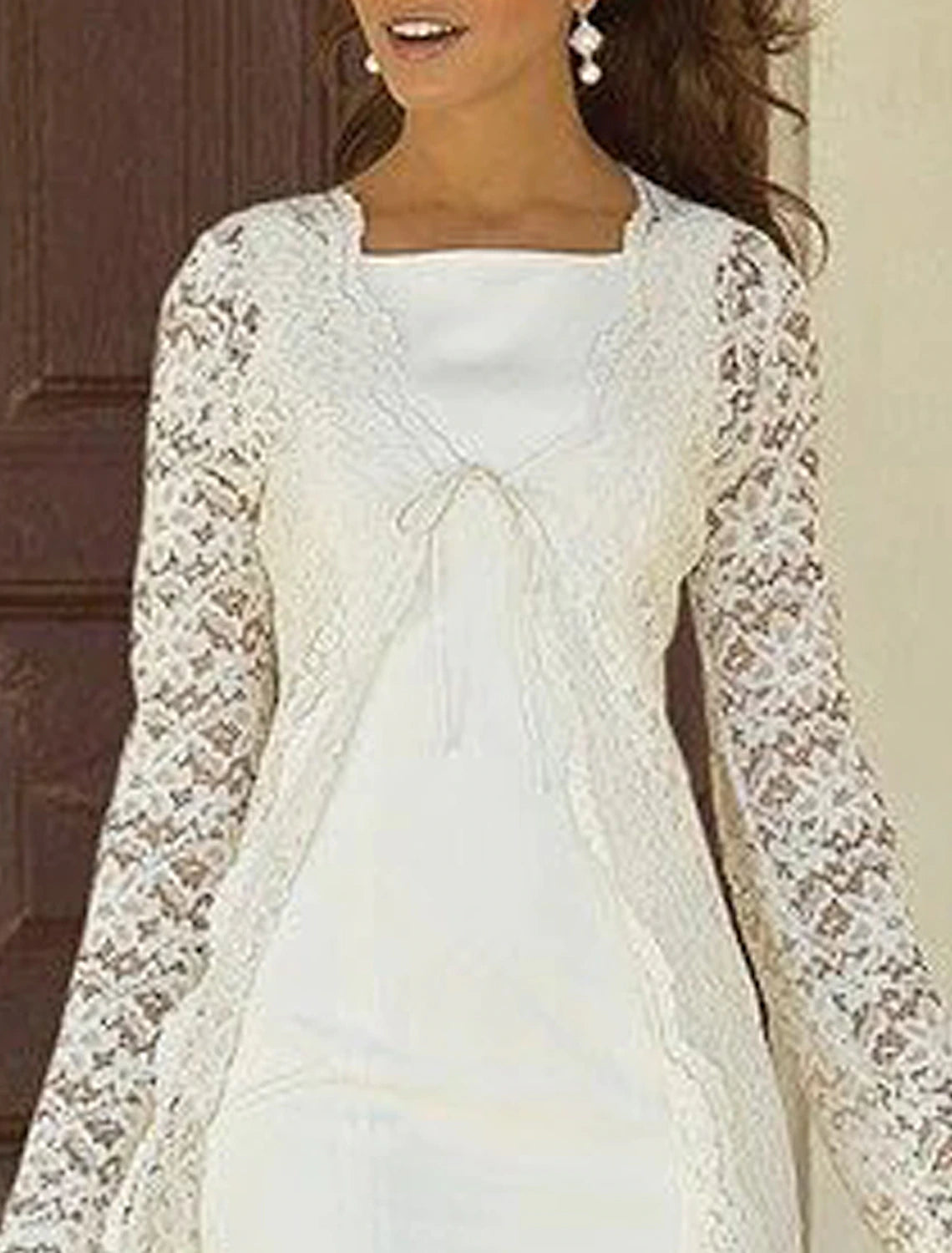 Wholesa Two Piece Sheath / Column Mother of the Bride Dress Wedding Guest Church Elegant Square Neck Knee Length Chiffon Lace Sleeveless Jacket Dresses with Solid Color