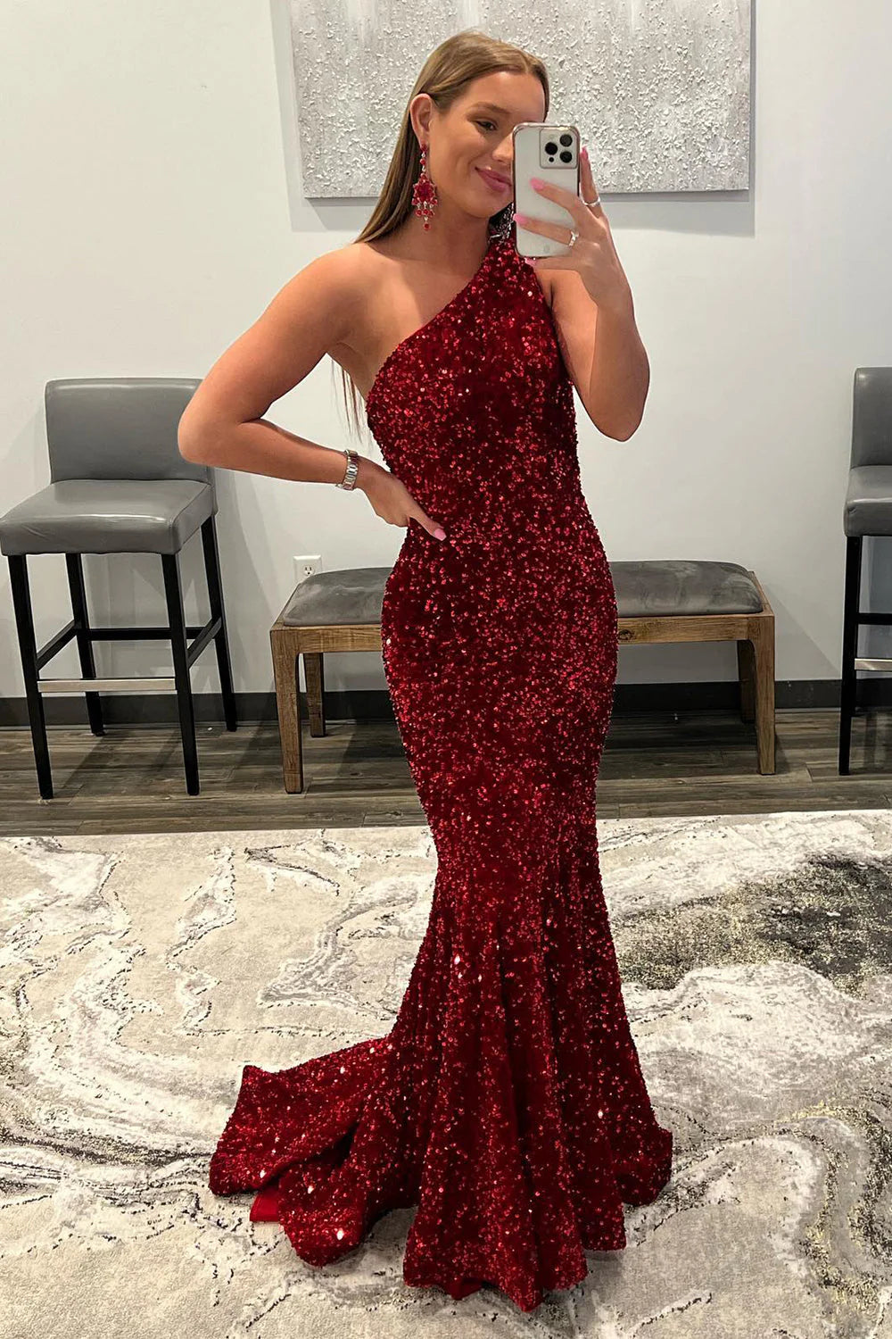 Wholesa Mermaid Sequins Long Prom Dress