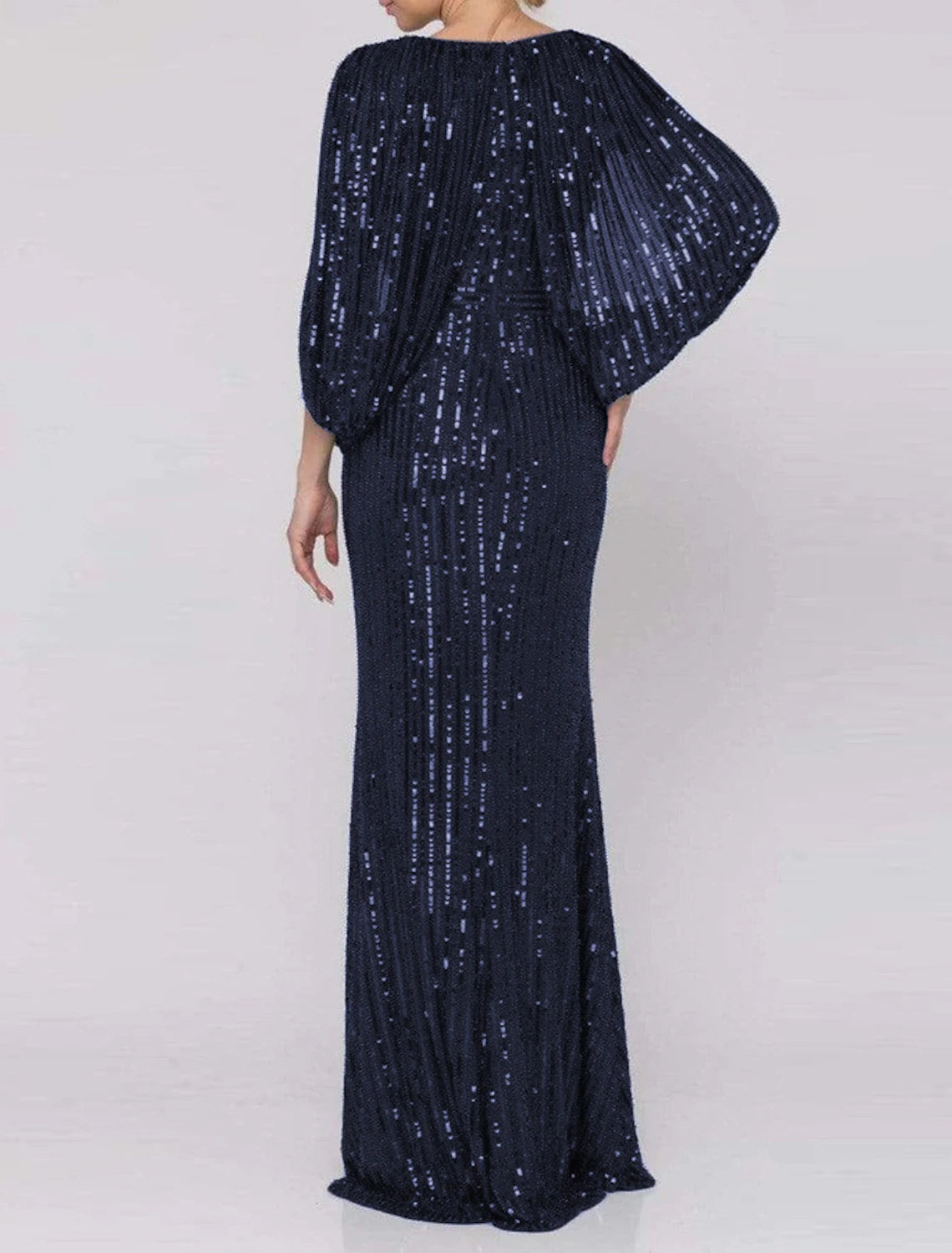 wholesale  Mermaid / Trumpet Evening Gown Sparkle & Shine Dress Formal Wedding Sweep / Brush Train Sleeveless V Neck Capes Polyester with Slit