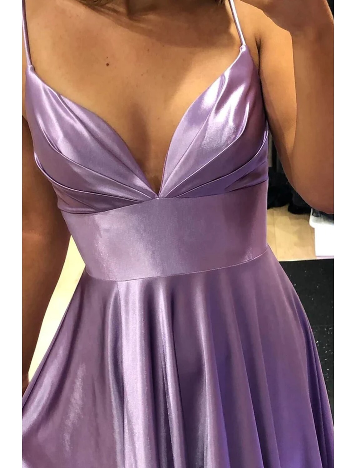 Wholesa A-Line Prom Dresses Empire Dress Wedding Party Black Tie Gala Court Train Sleeveless V Neck Charmeuse Backless with Slit