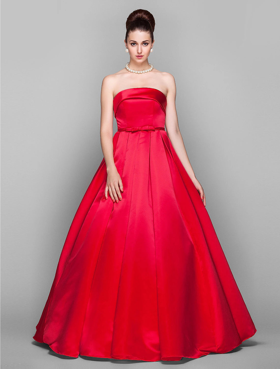 Wholesa Ball Gown Elegant Dress Quinceanera Prom Floor Length Sleeveless Strapless Satin with Bow(s)
