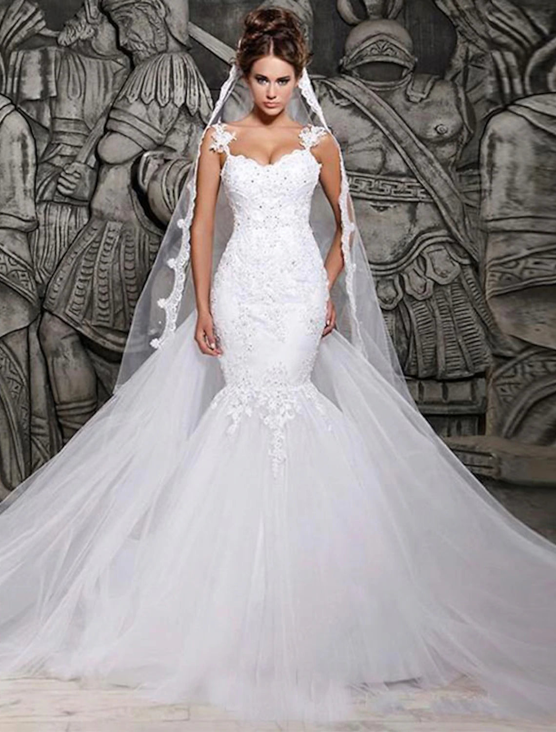 wholesale  Engagement Open Back Formal Wedding Dresses Mermaid / Trumpet Sweetheart Cap Sleeve Court Train Lace Bridal Gowns
