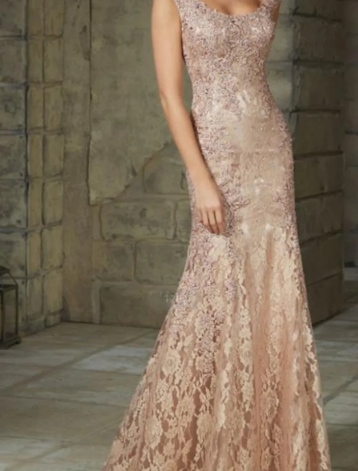 Wholesa Mermaid / Trumpet Elegant Floral Wedding Guest Formal Evening Dress Scoop Neck Sleeveless Floor Length Lace with Lace Insert Pattern / Print