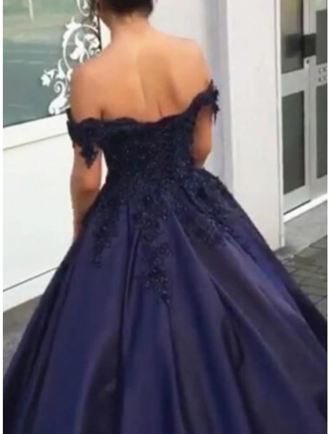 wholesale  Ball Gown Luxurious Sparkle Quinceanera Prom Dress Off Shoulder Sleeveless Floor Length Lace with Appliques