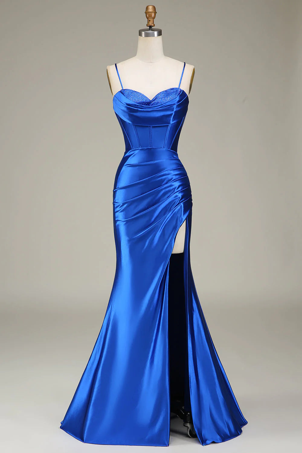 Wholesa Mermaid Spaghetti Straps Long Prom Dress With Slit