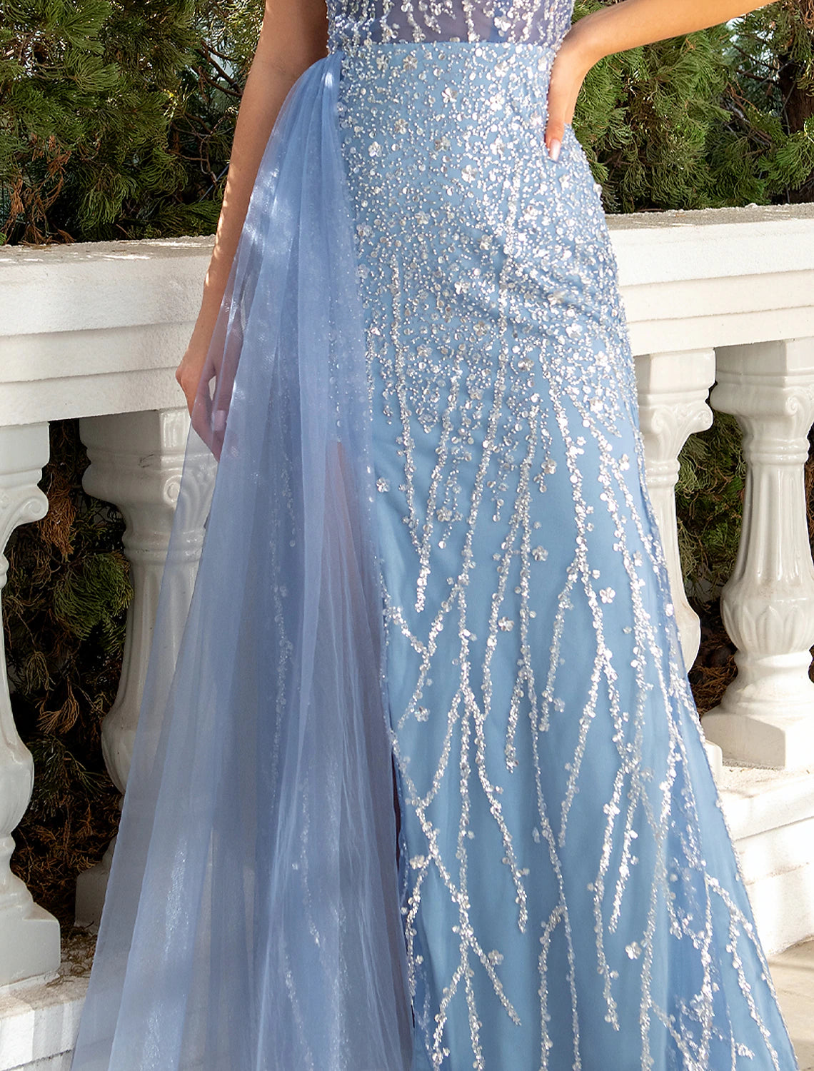 Wholesa Mermaid / Trumpet Evening Gown Cut Out Dress Wedding Party Floor Length Sleeveless One Shoulder Tulle with Sequin