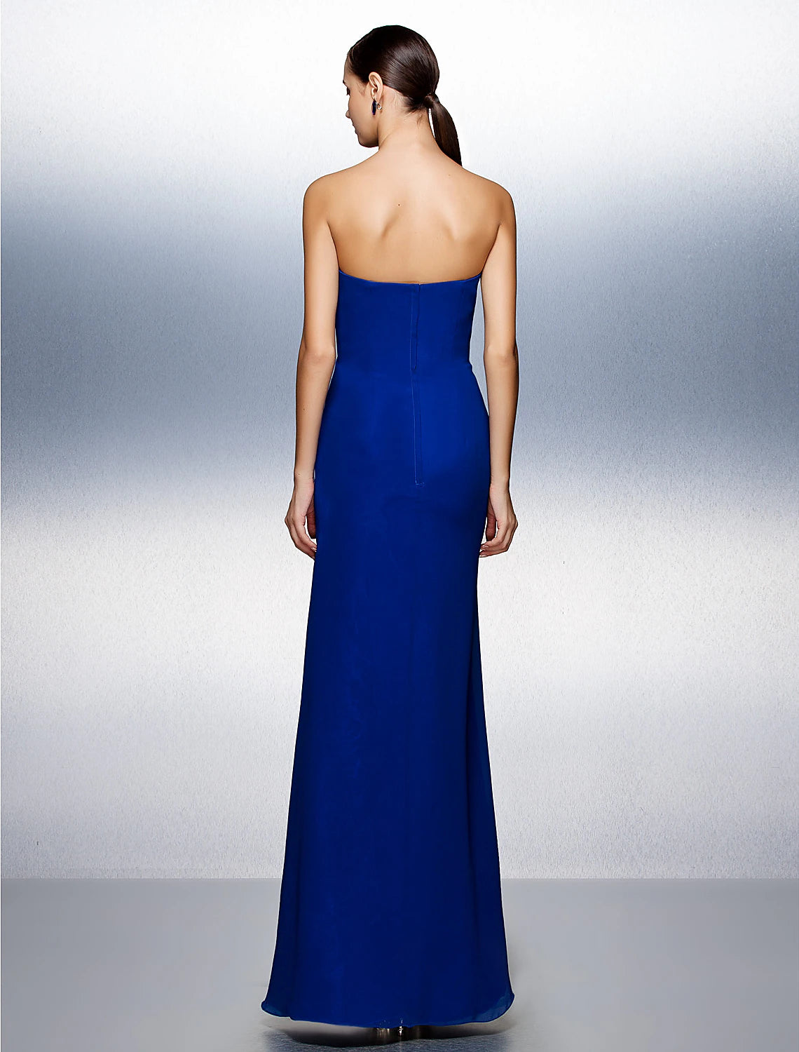 Wholesa Sheath / Column Elegant Dress Formal Evening Floor Length Sleeveless Strapless Chiffon with Beading Draping