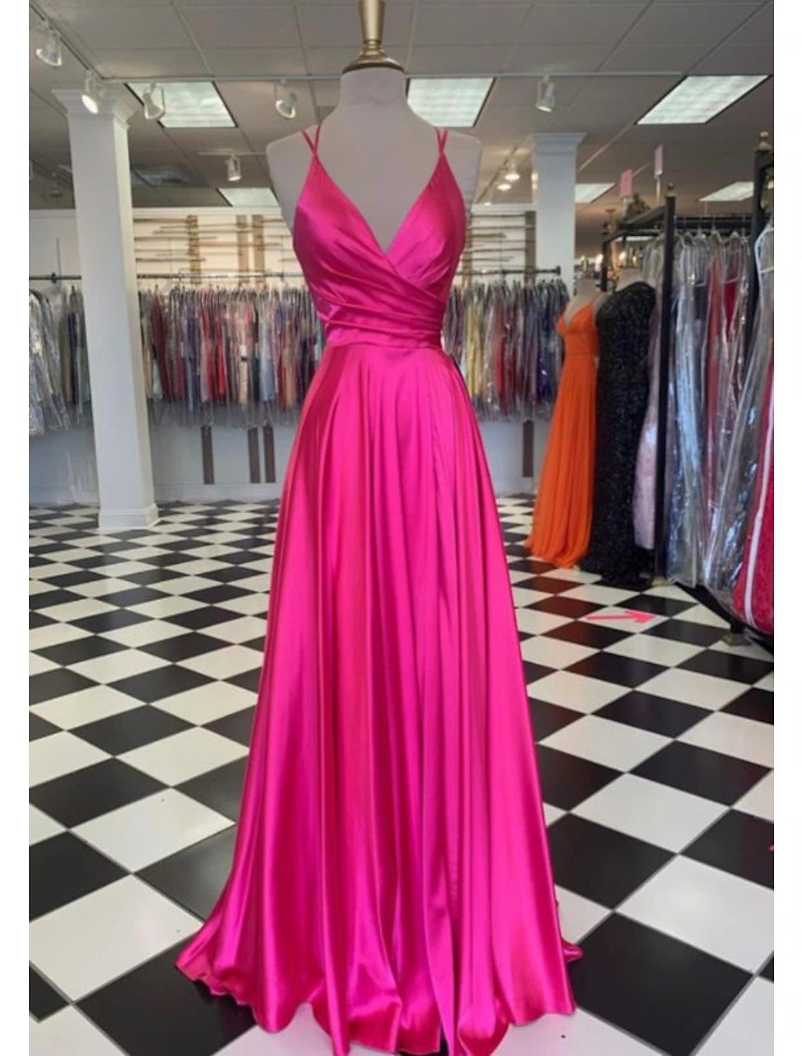 wholesale   A-Line Prom Dresses Sexy Dress Formal Wedding Guest Floor Length Sleeveless Spaghetti Strap Bridesmaid Dress Charmeuse with Slit