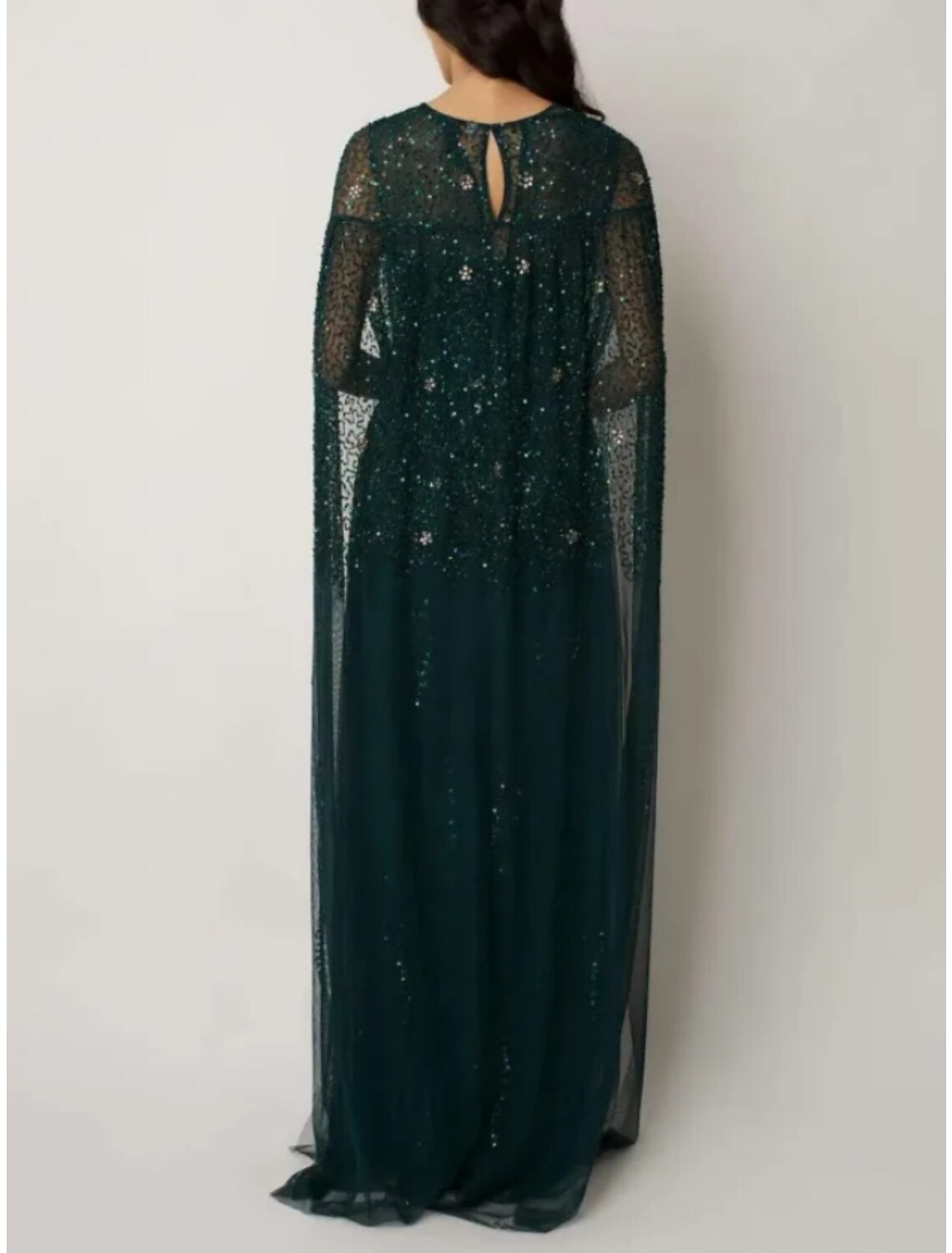 Wholesa Sheath / Column Mother of the Bride Dress Wedding Guest Elegant Jewel Neck Sweep / Brush Train Stretch Chiffon Short Sleeve with Sequin Ruching Solid Color