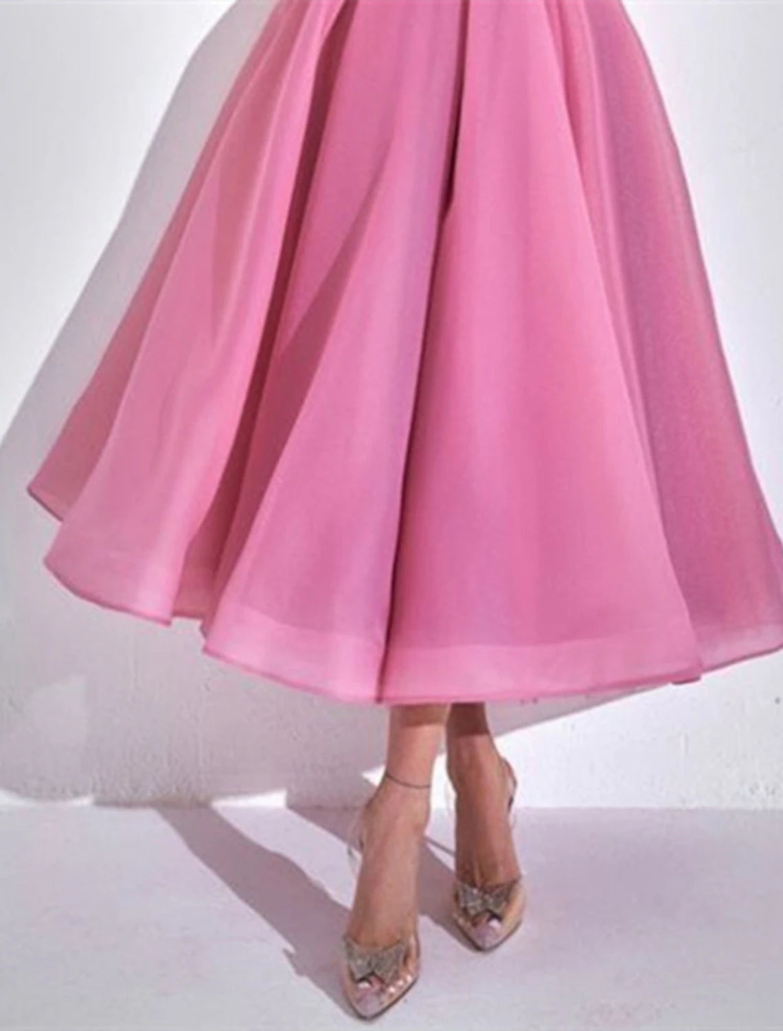 Wholesa A-Line Cocktail Dresses Elegant Dress Summer Ankle Length Short Sleeve Off Shoulder Fall Wedding Guest Organza with Ruched