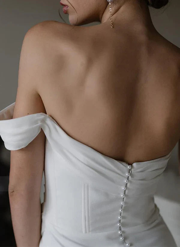 Wholesa Sheath One-Shoulder Sleeveless Satin Wedding Dresses with Slit