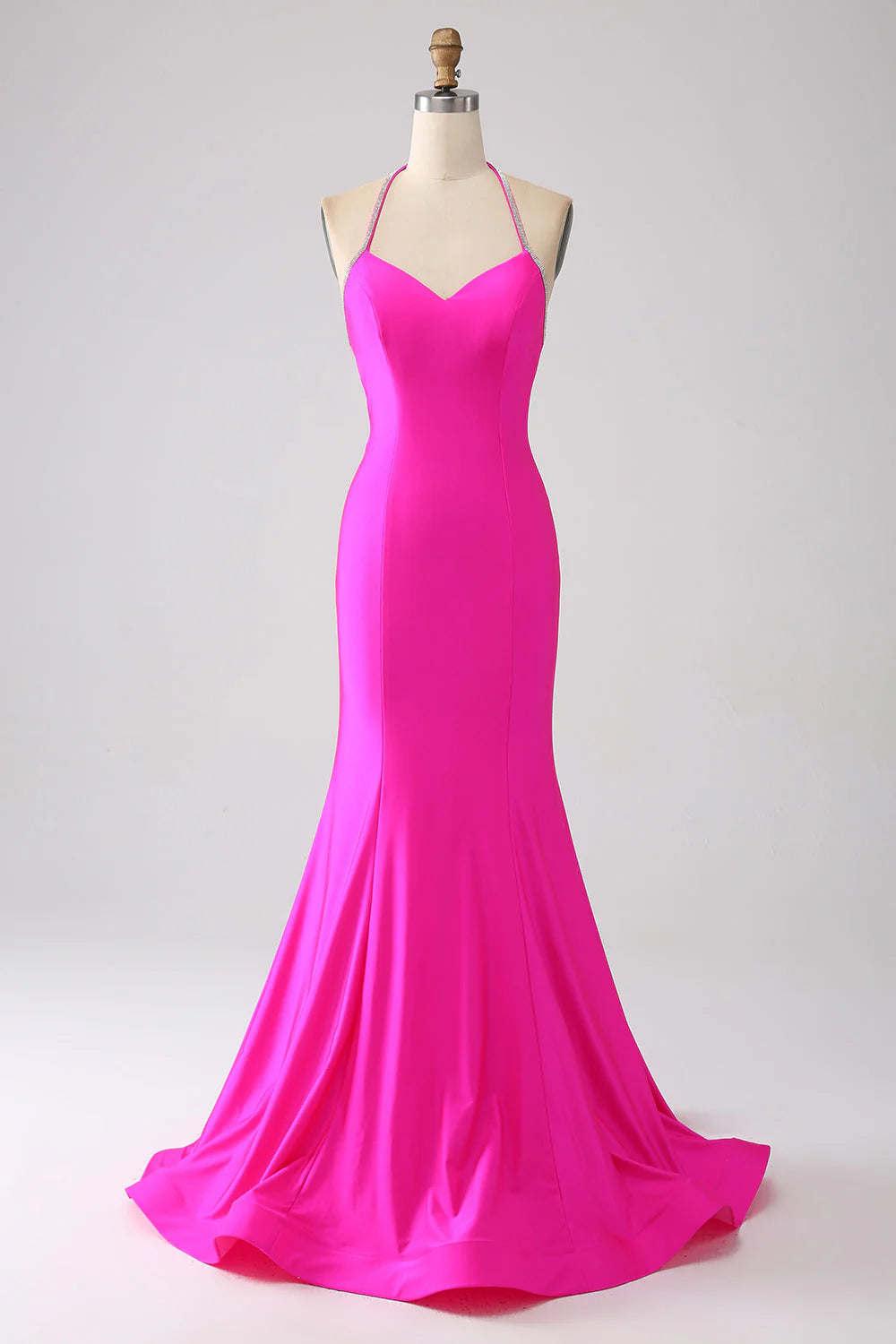 Wholesa Mermaid Halter Neck Backless Long Prom Dress