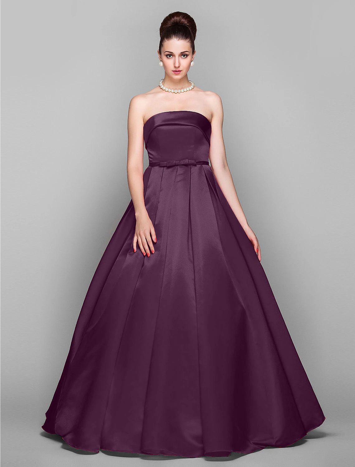Wholesa Ball Gown Elegant Dress Quinceanera Prom Floor Length Sleeveless Strapless Satin with Bow(s)