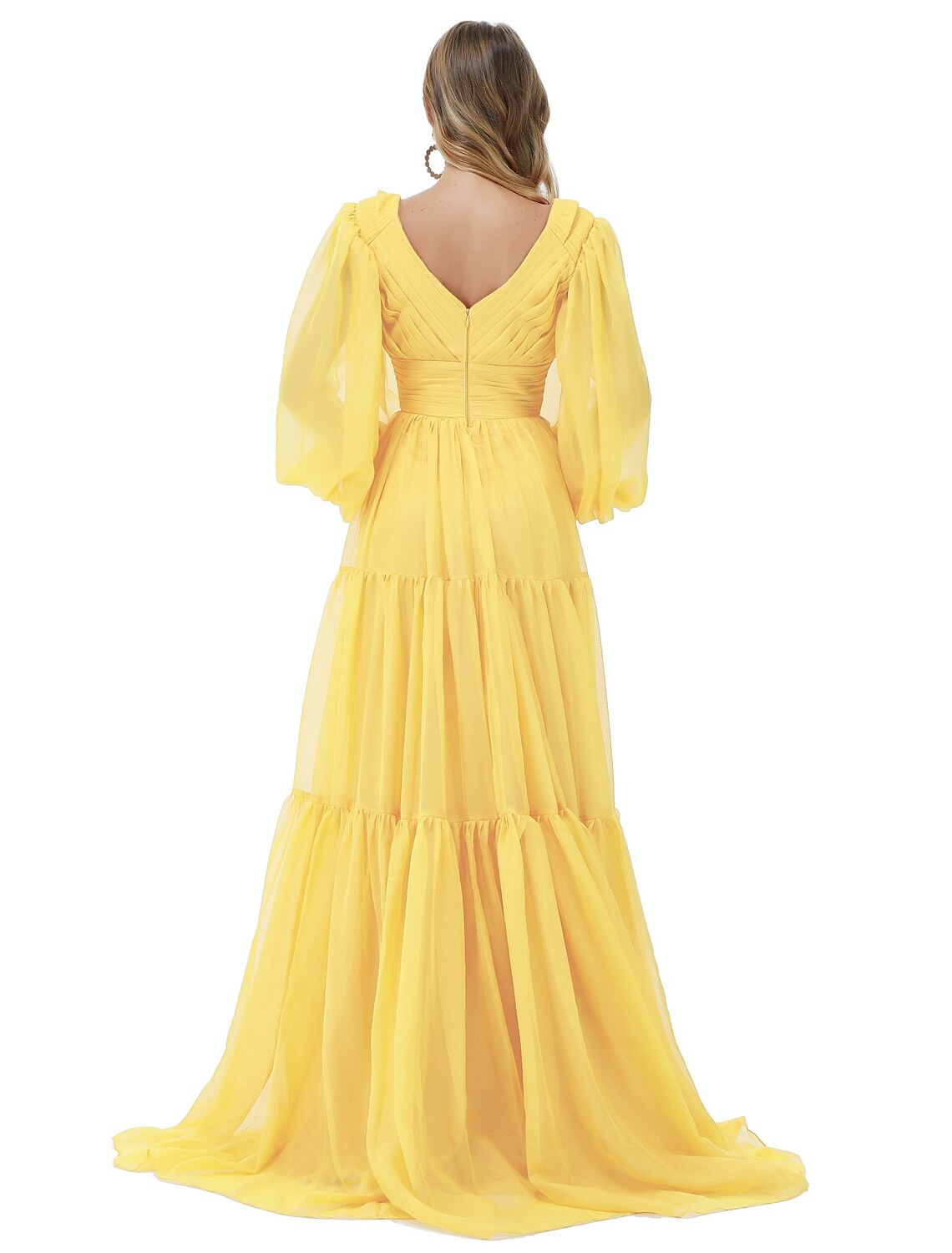 Wholesa A-Line Prom Dresses Sexy Dress Party Wear Formal Evening Sweep / Brush Train Long Sleeve V Neck Chiffon with Ruched