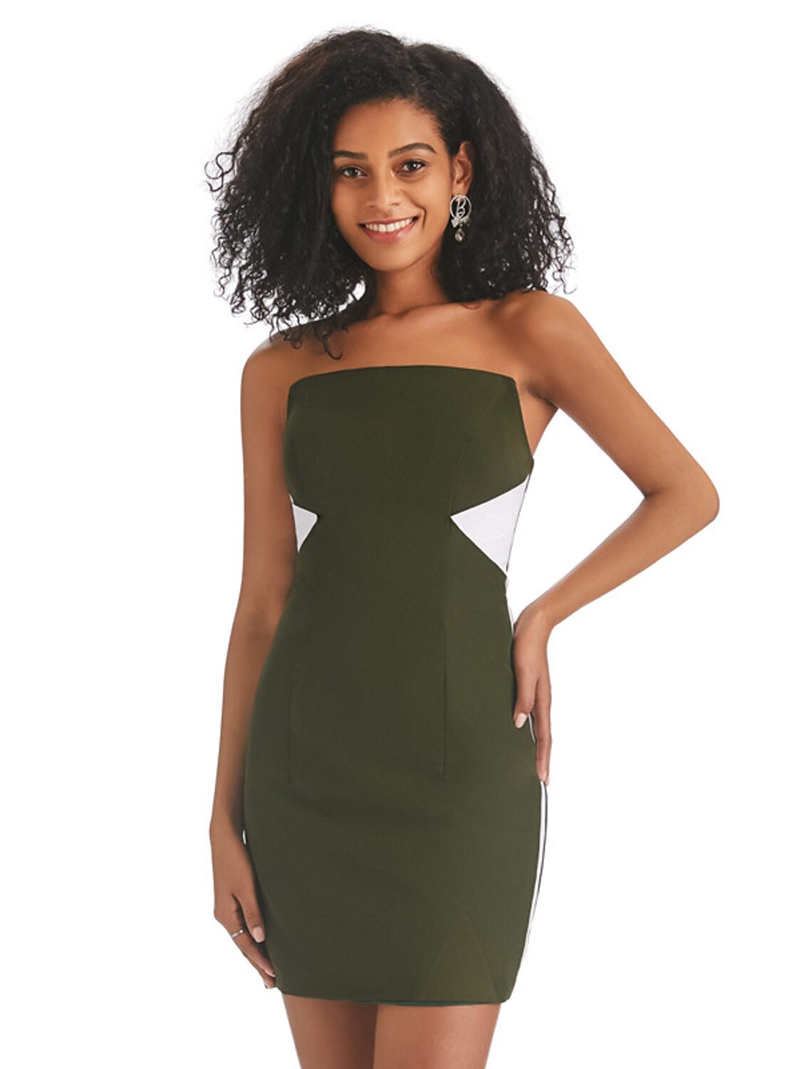 Wholesa Sheath / Column Homecoming Dresses Color Block Dress Graduation Birthday Short / Mini Sleeveless Strapless Stretch Fabric with Fringe