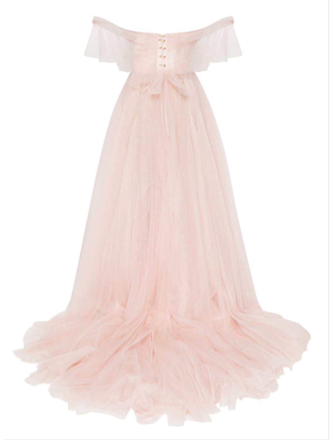 Wholesa  A-Line Elegant Engagement Formal Evening Dress Sweetheart Neckline Sleeveless Court Train Tulle with Bow(s) Pleats