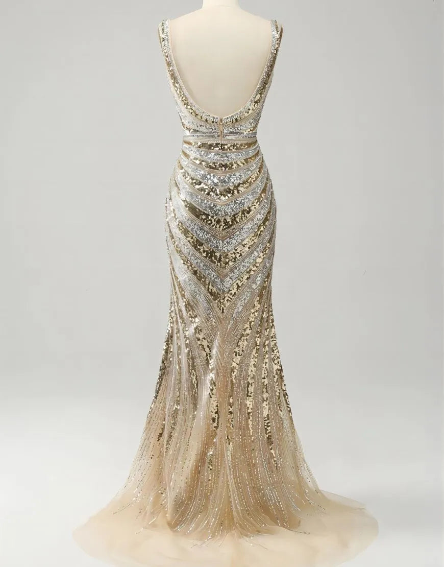 Wholesa Sparkly Sequins Prom Dress With Split