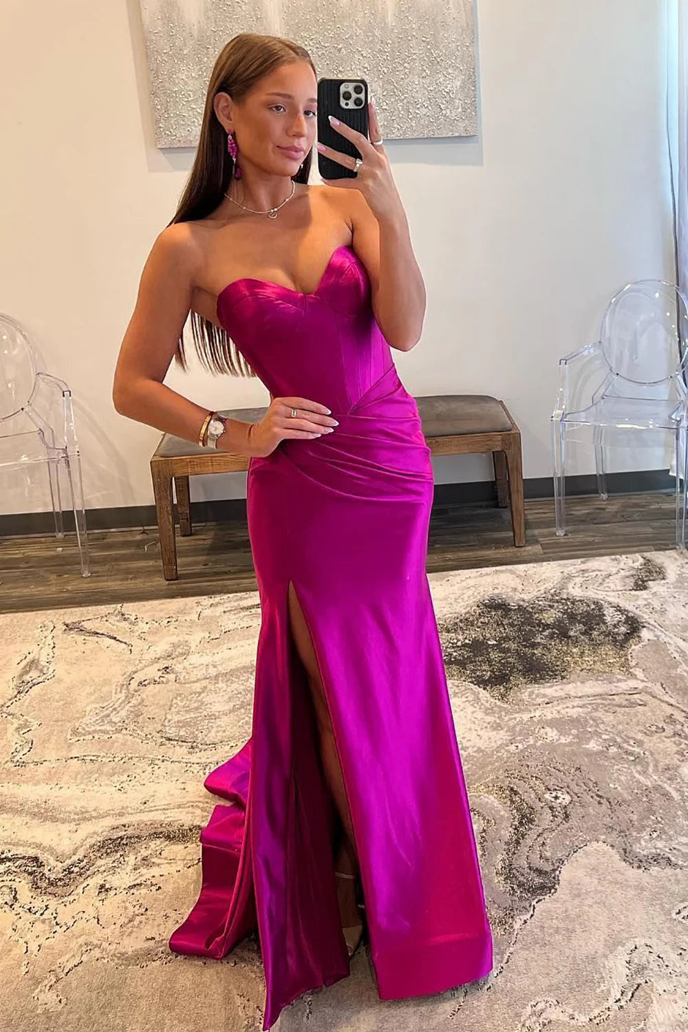 Wholesa Mermaid Sweetheart Long Prom Dress with Slit