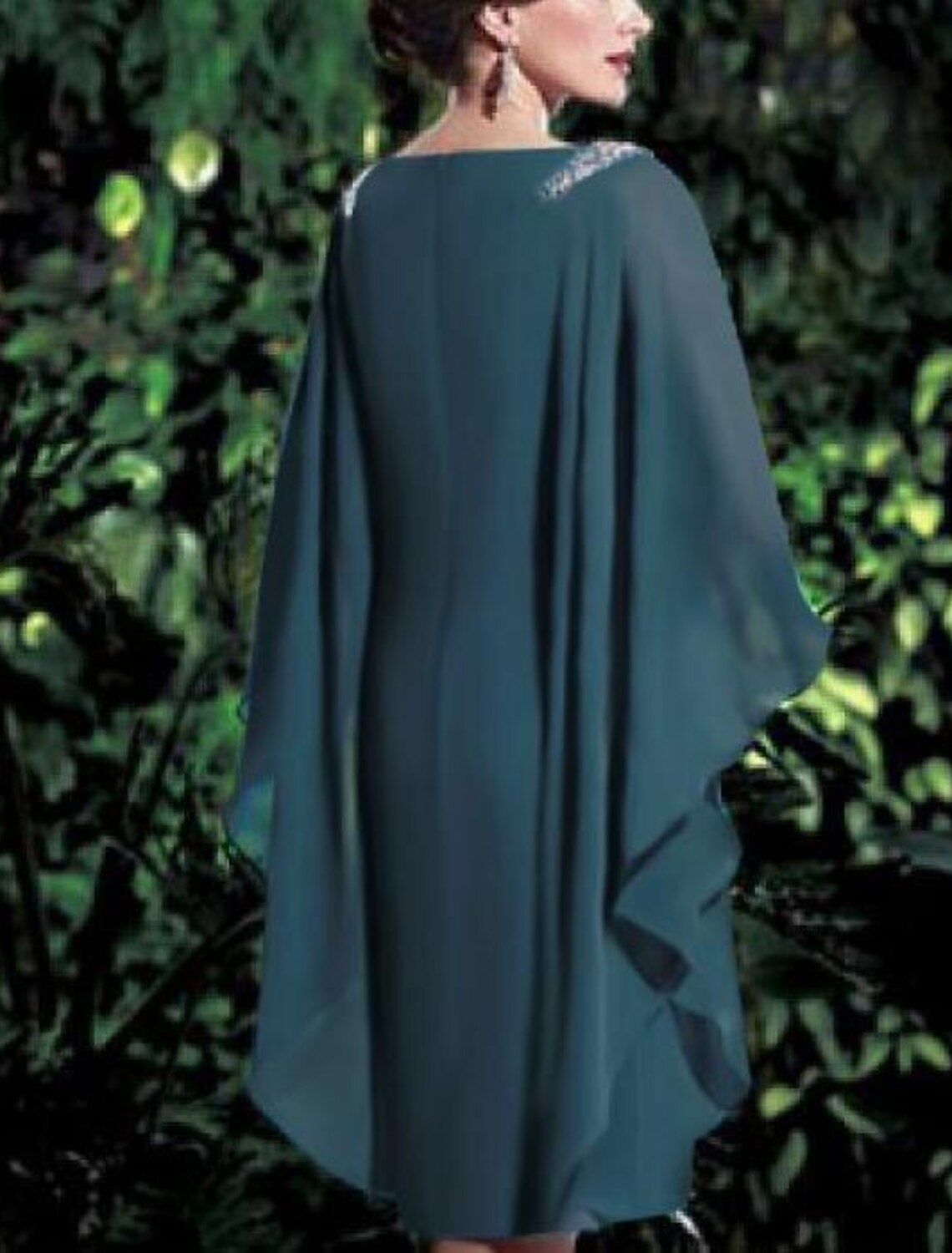 Wholesa  Sheath / Column Mother of the Bride Dress Elegant Bateau Neck Knee Length Chiffon 3/4 Length Sleeve with Pearls