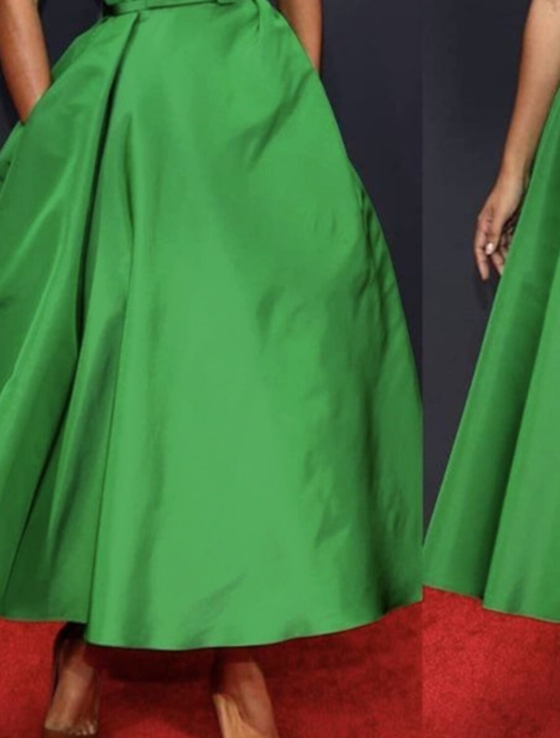 Wholesa A-Line Cocktail Dress Red Green Dresses 1950s Dress Wedding Guest Summer Ankle Length Sleeveless Off Shoulder Fall Wedding Guest Satin with Ruched