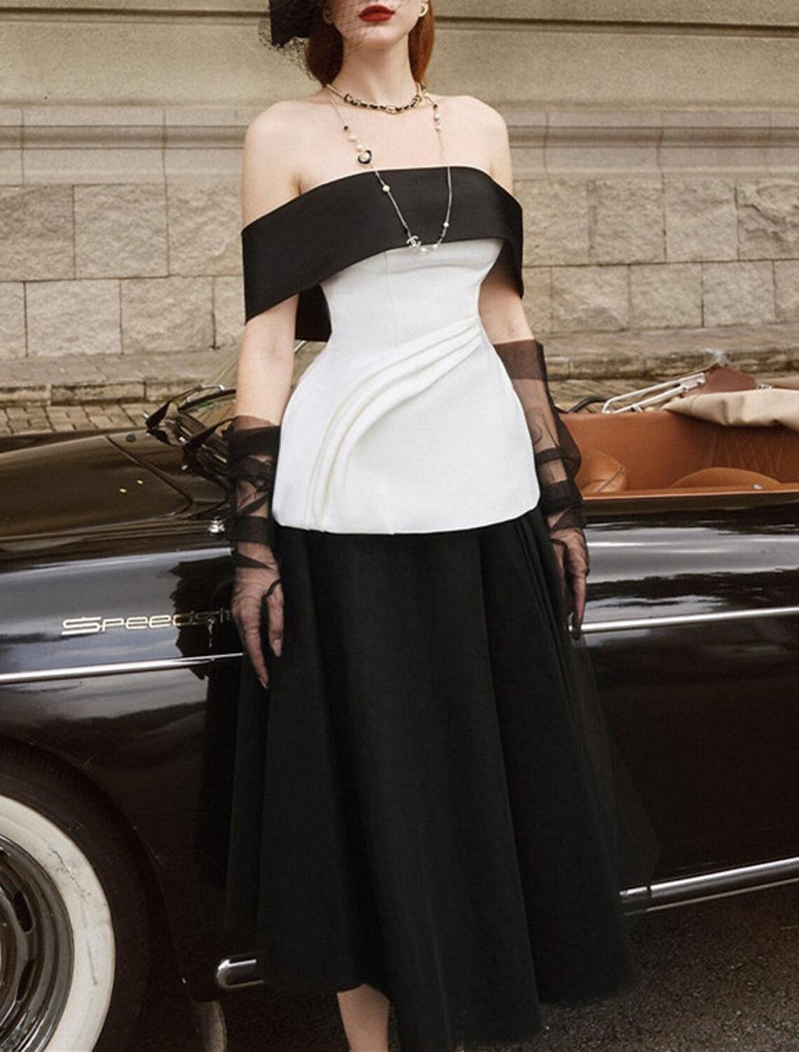 Wholesa A-Line Cocktail Dresses Elegant Dress Wedding Guest Birthday Tea Length Sleeveless Off Shoulder Satin with Ruched