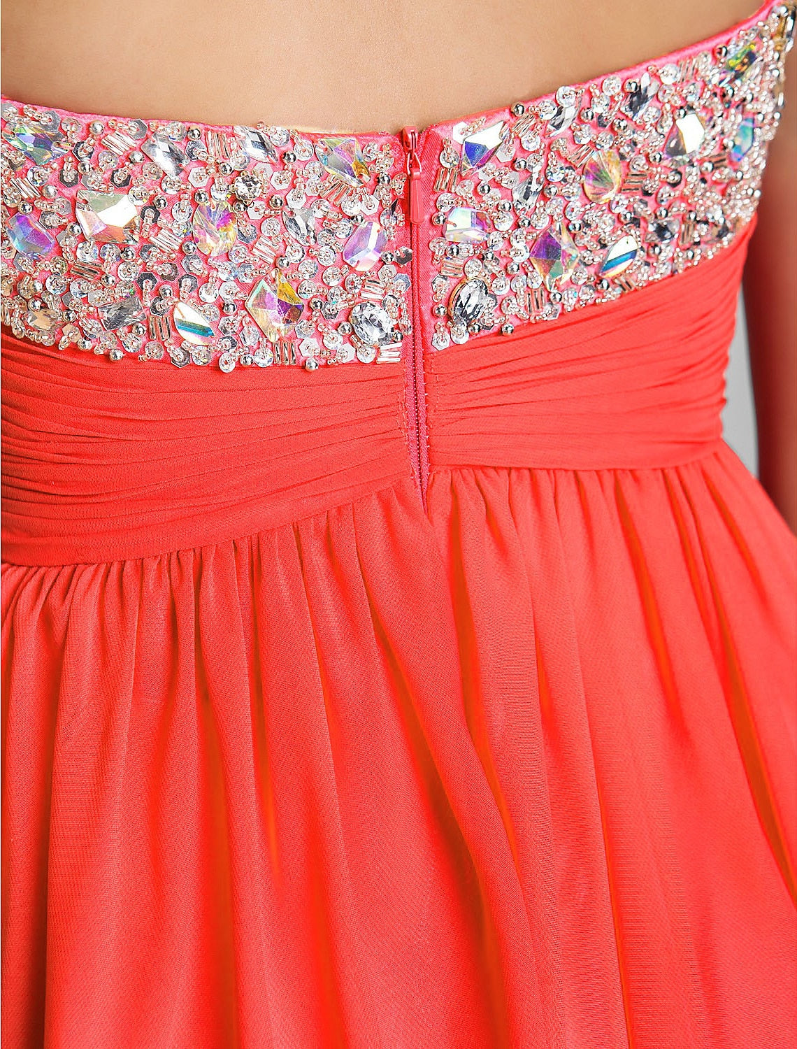 Wholesa A-Line Cute Dress Wedding Guest Cocktail Party Short / Mini Sleeveless Sweetheart Pink Dress Chiffon with Ruched Crystals Beading