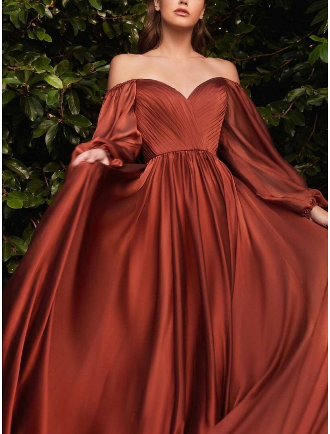 Wholesa Sheath / Column Wedding Guest Dresses Elegant Dress Wedding Guest Floor Length Long Sleeve Sweetheart Bridesmaid Dress Chiffon with Pleats Ruched