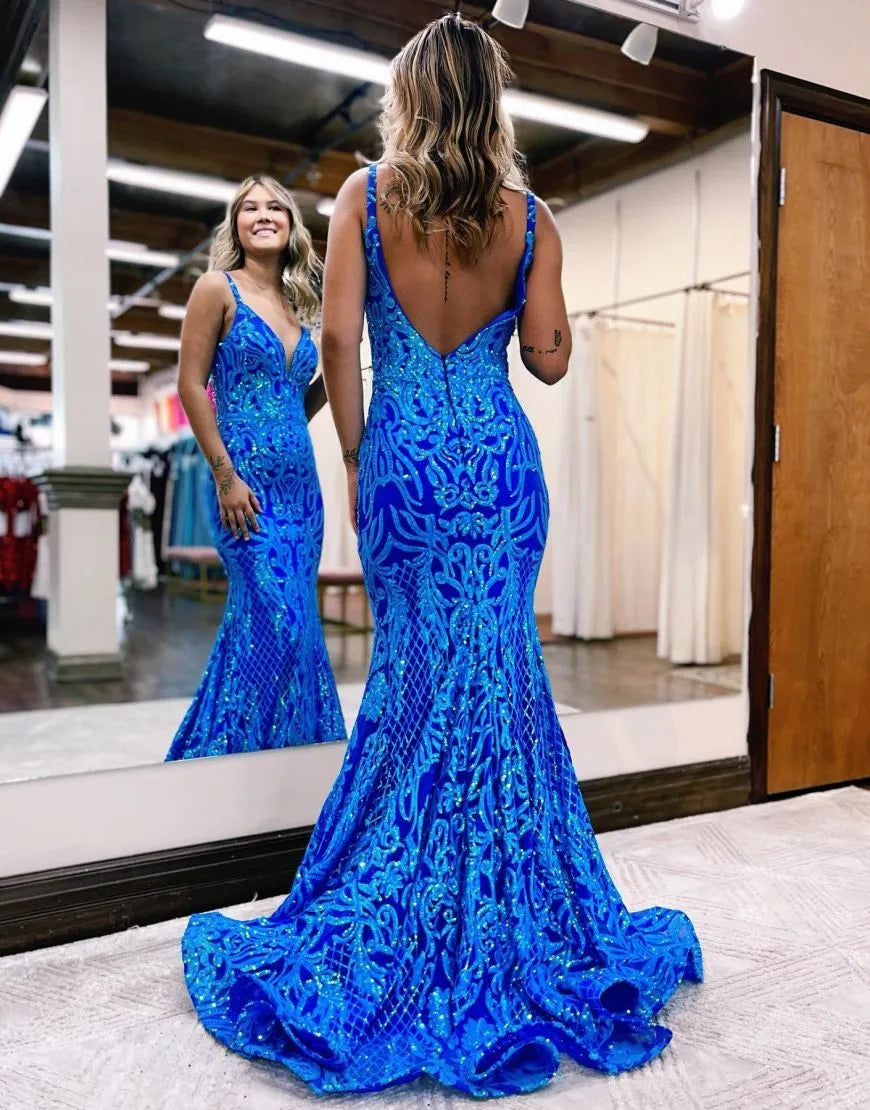 Wholesa Mermaid V-Neck Patterns Prom Dress