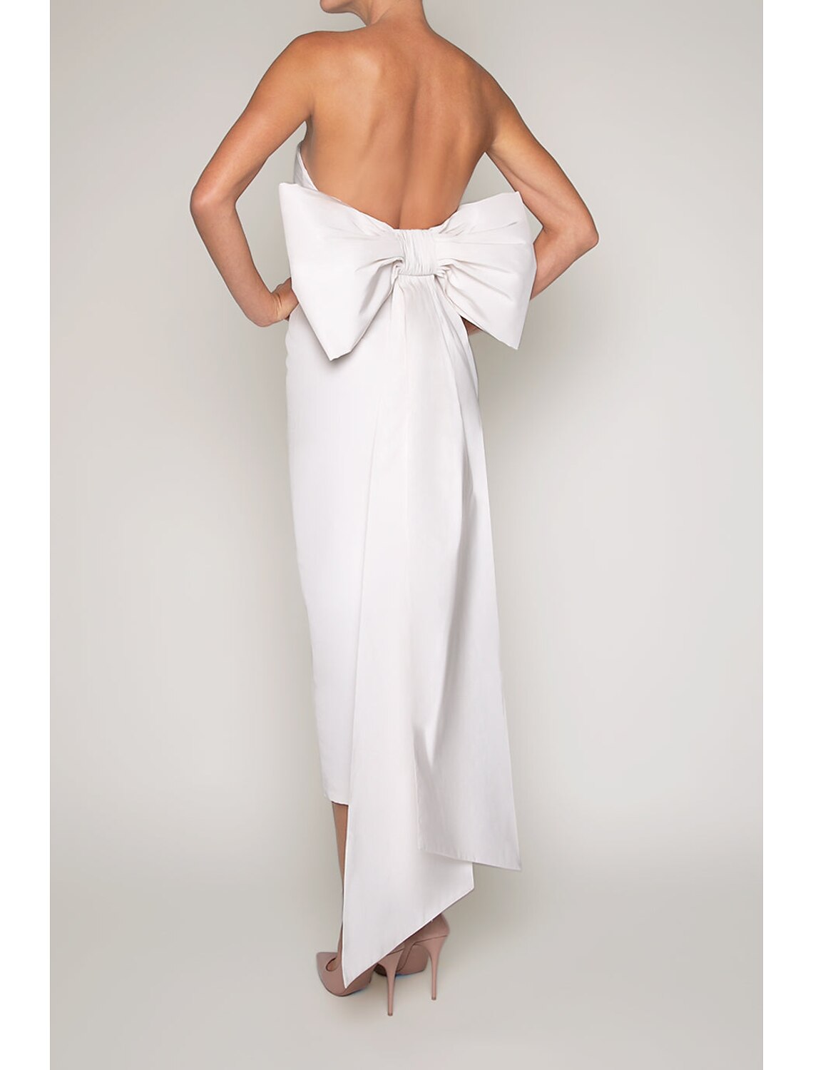 Wholesa Sheath / Column Cocktail Dresses Party Dress Wedding Guest Engagement Tea Length Sleeveless Strapless Fall Wedding Reception Satin with Bow(s)