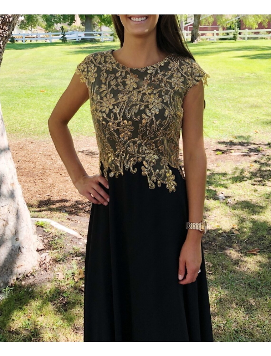 Wholesa Sheath / Column Mother of the Bride Dress Elegant Plus Size Jewel Neck Floor Length Chiffon Lace Short Sleeve with Appliques Ruching