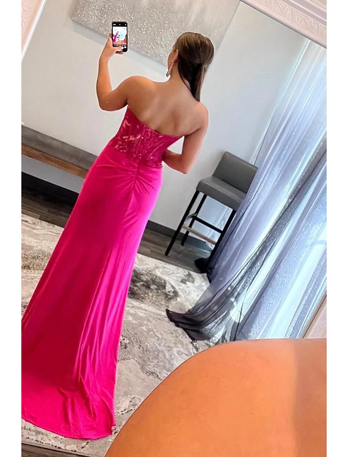 wholesale   Mermaid / Trumpet Prom Dresses Empire Dress Formal Wedding Party Sweep / Brush Train Sleeveless Sweetheart Satin with Appliques