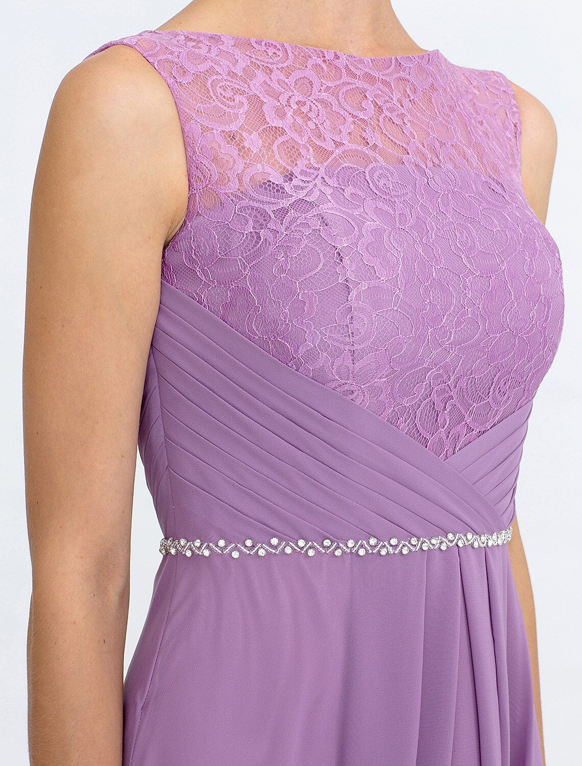 wholesale Two Piece Ball Gown A-Line Mother of the Bride Dress Formal Church Convertible Dress High Low See Through Illusion Neck Asymmetrical Chiffon Lace 3/4 Length Sleeve with Crystals