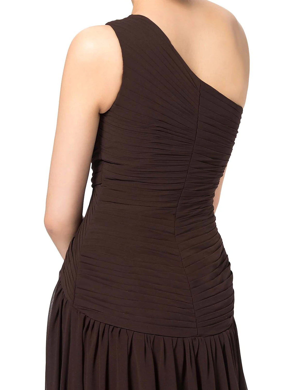 Wholesa A-Line Elegant Sexy Party Wear Formal Evening Dress One Shoulder Backless Sleeveless Floor Length Chiffon with Slit Lace Insert