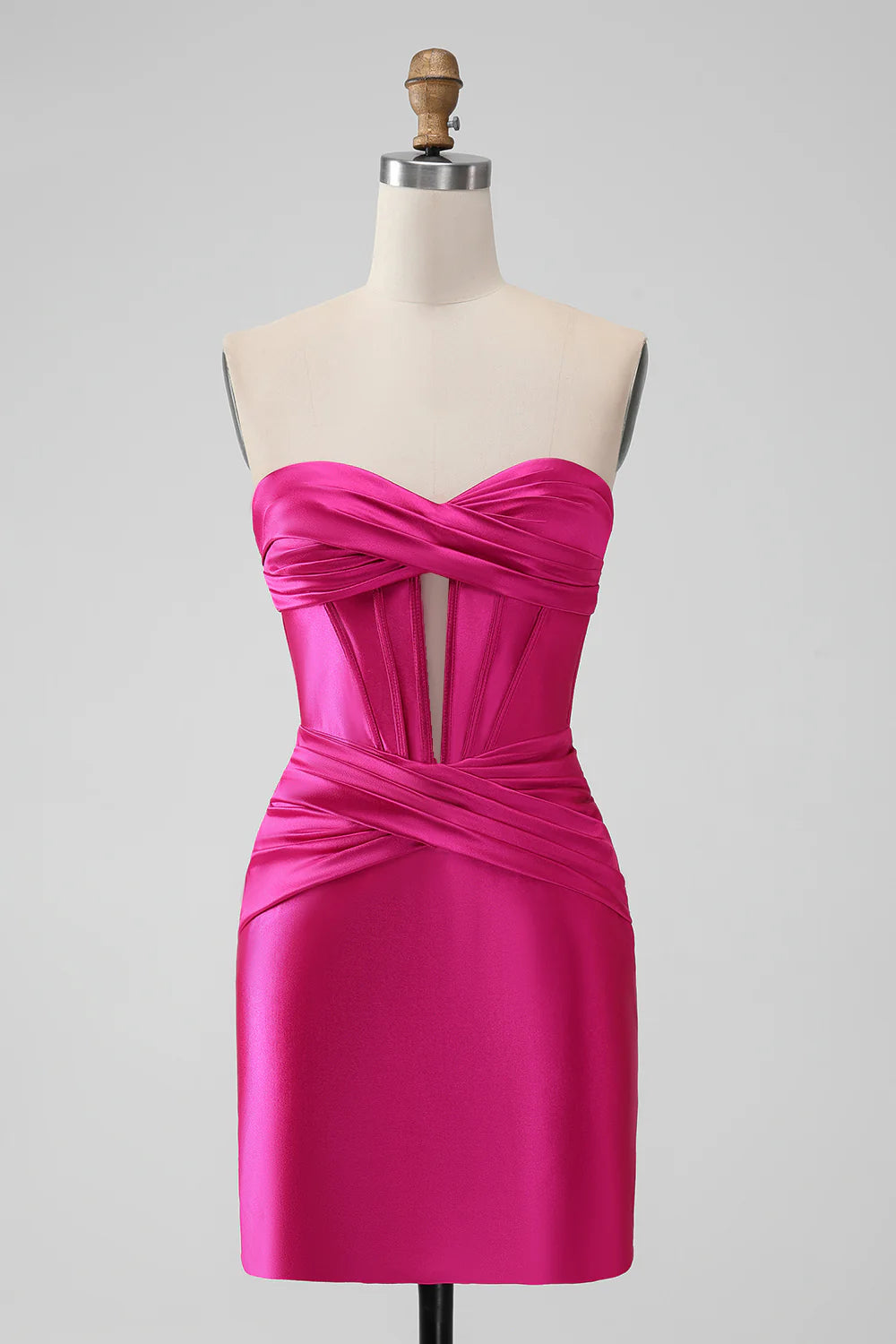 Wholesa Strapless Satin Bodycon Short Prom Dress Homecoming Dresses